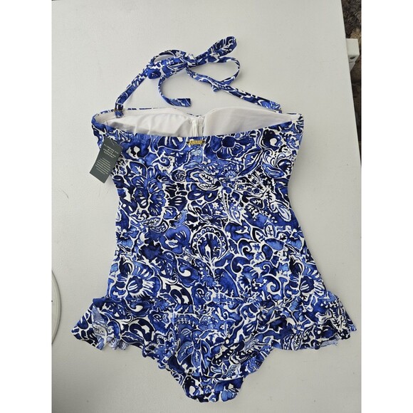 Lauren Ralph Lauren Womens Blue Skirted Mio One Piece Swimsuit Size 14 - Picture 3 of 8